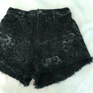 High-Waisted Embroidered Shorts